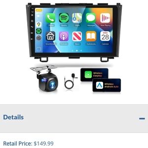 Car Audio Video System with Wireless CarPlay and Android Auto - Black